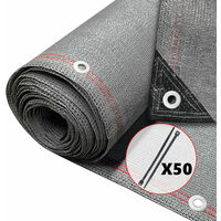 Brise vue occultant en HDPE 230g/m² 1.5x10m avec attaches de fixation gris