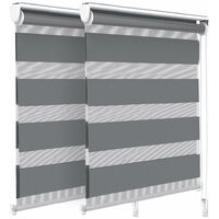 Vounot – Store enrouleur jour-nuit 80x150cm – Montage sans perçage – Tissu 100% polyester – 2 niveaux de transparence – Gris