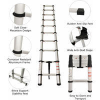 Extra Wide Telescopic Ladder with Soft Close Design - 3.2m