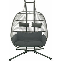 Deluxe Garden Hanging egg chair - Double Grey