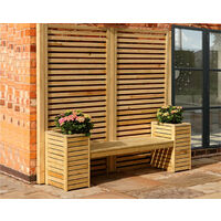 Garden seat wooden planter set