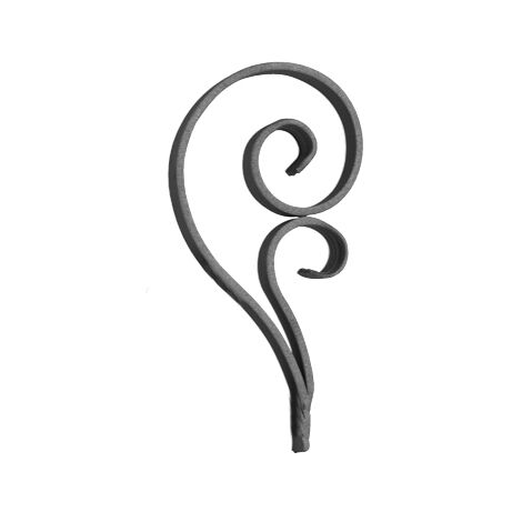 Riccio doppia saldato con finitura liscia - Altezza 200mm Larghezza 100mm Piatto 12x6mm - Ferro battuto - Saldatura