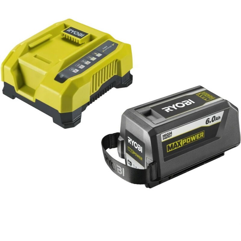 Tondeuse tractée ryobi 36v maxpower brushless - coupe 51 cm - 1 batterie  6.0ah - 1 chargeur rapide - ry36lmx51a-160