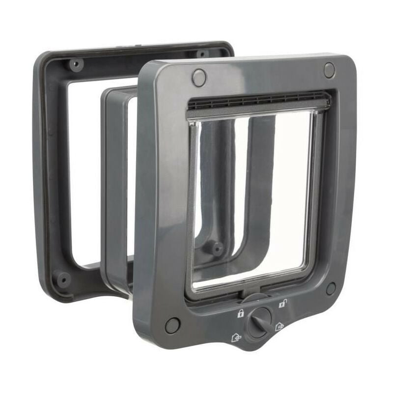 Chatiere - 4 positions - Avec tunnel - 20 × 22 cm - Gris