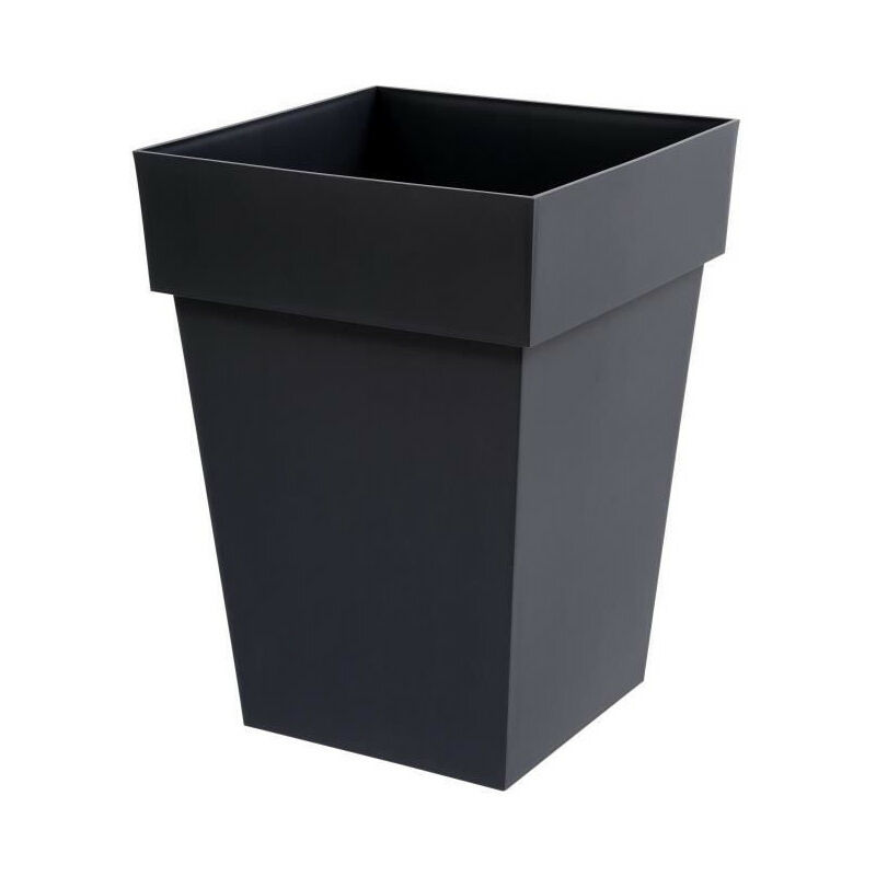 EDA Pot de fleur mi-haut carré Toscane - 39 x 39 x H 53 cm - 51 L - Gris anthracite