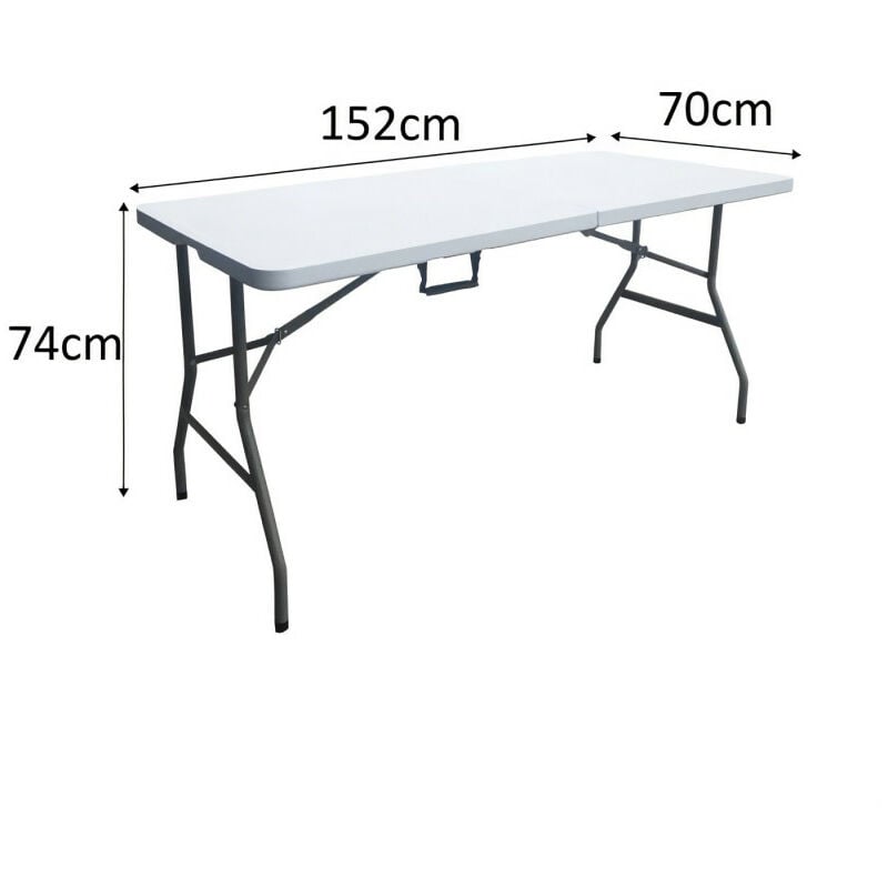 Table de réception pliante 6 personnes - 150 cm - Structure acier et