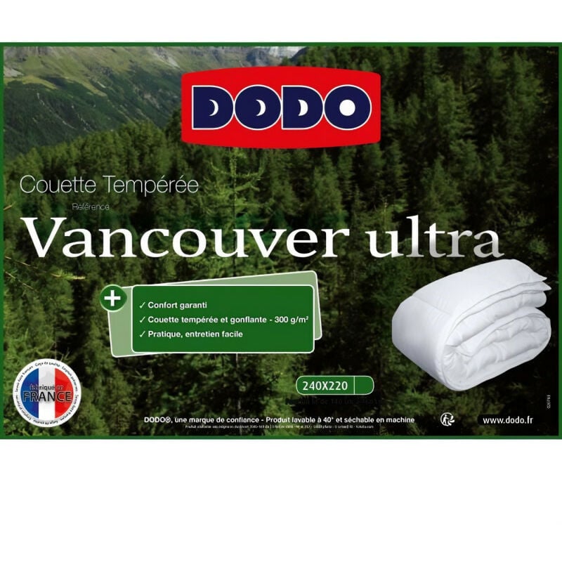 Couette tempérée Vancouver Ultra - 220 x 240 cm - 300gr/m² - Blanc - DODO