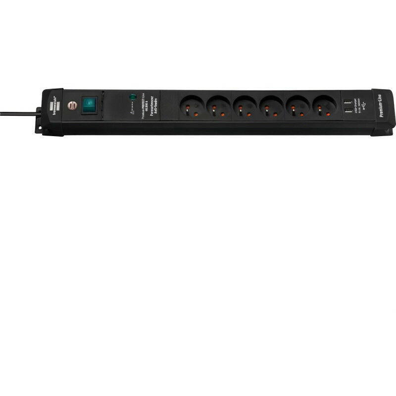 Premium-Alu-Line Multiprise avec chargeur USB 6 prises 3m H05VV-F