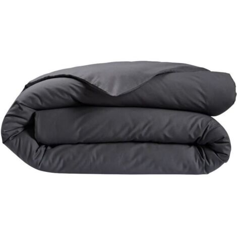Housse De Couette Coton Antibactérienne DODO - 140x200 Cm Ou 260x240 Cm, Coloris Anthracite, Douce Et Durable