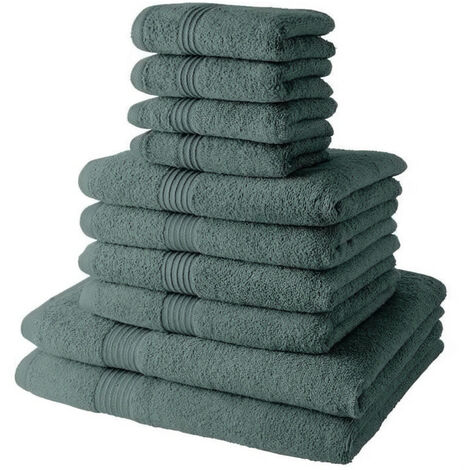 Lot de 9 serviettes de bain ESSENTIAL - 100% Coton - 50 / 90 / 130
