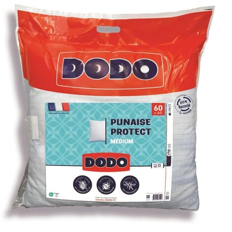 Oreiller médium DODO 60x60 cm - Protection anti punaise, anti acarien