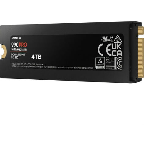 SAMSUNG - 990 PRO - Disque SSD Interne - 4 To - Avec dissipateur - PCIe 4.0  - NVMe 2.0 - M2 2280 