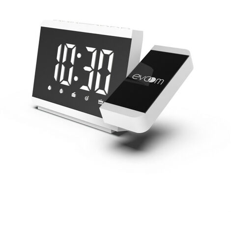 Réveil projecteur - EVOOM - EV304588 - Blanc - Radio FM - 2 alarmes - Projection de l'heure