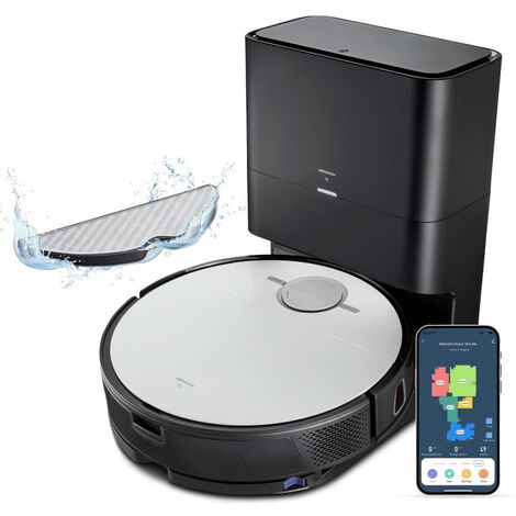 MEDION X50 SW - Robot Aspirate0ur Laveur avec Station de Vidange - Navigation Laser - Puissance 8000 Pa - Zones NO GO & GO