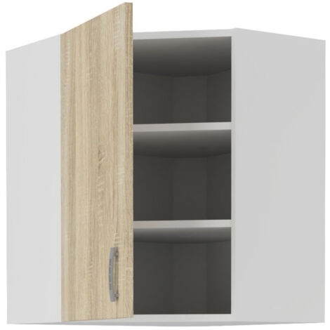 Meuble haut d'angle de cuisine SARA - Décor chene sonoma - L59 x P31 x H71 cm