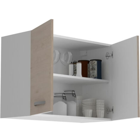 OSLO Meuble haut 2 portes - Décor Chene Jackson - L 80 x P 36 x H 58 cm