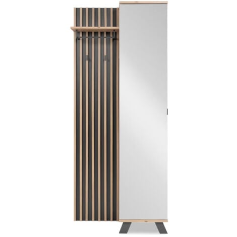 Vestiaire avec miroir - MEDAN 42A - Anthracite / Chene artisan - 80 x 190 x 37 cm