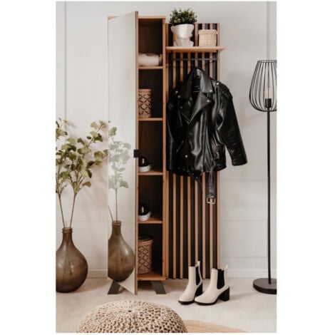 Vestiaire avec miroir - MEDAN 42A - Anthracite / Chene artisan - 80 x 190 x 37 cm