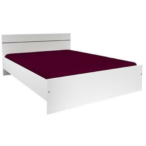BOSTON Lit adulte contemporain - Décor blanc - l 140 x L 190 cm