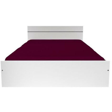 BOSTON Lit adulte contemporain - Décor blanc - l 140 x L 190 cm