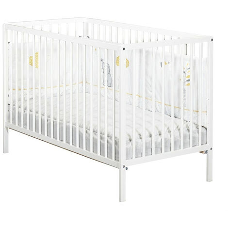 WEBABY Lit à barreaux pliable bois naturel verni 60x120 cm