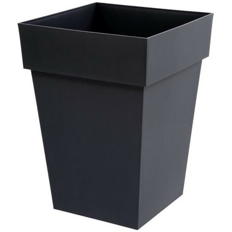 EDA Pot de fleur mi-haut carré Toscane - 39 x 39 x H 53 cm - 51 L - Gris anthracite