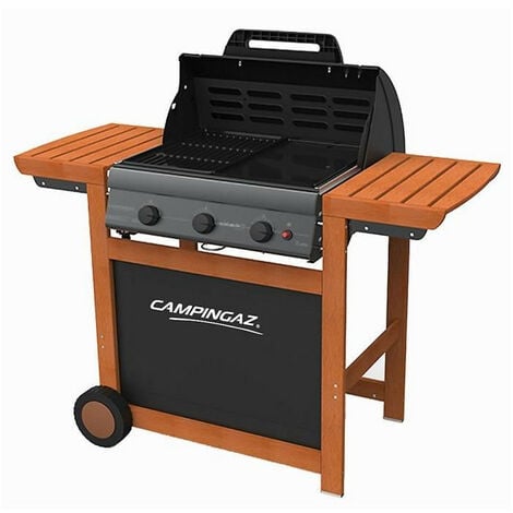 Barbecue à gaz Barbecue à gaz 50% grille et 50% plancha bois Home Maison