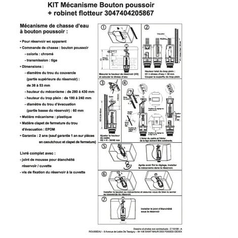 Kit Mecanisme Chasse D'eau Avec Robinet Flotteur Sachet à Prix Carrefour