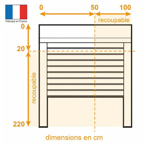 FRANCE-COMBI Volet roulant PVC manuel a tirage pour porte - L 100 x H 220 cm