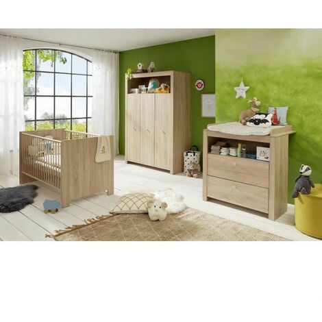 Chambre bébé complète VINTAGE blanc et chêne design