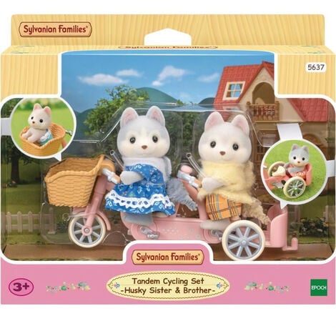 Figurines miniatures - SYLVANIAN FAMILIES - 5637 - Les freres et soeurs husky et leur tandem