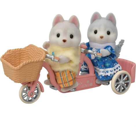 Figurines miniatures - SYLVANIAN FAMILIES - 5637 - Les freres et soeurs husky et leur tandem