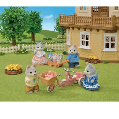 Figurines miniatures - SYLVANIAN FAMILIES - 5637 - Les freres et soeurs husky et leur tandem