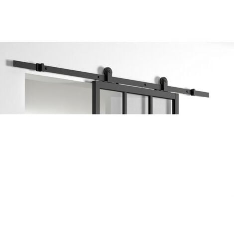 OPTIMUM Kit porte coulissante + rail Atelier - H204 x L83 x P4 cm