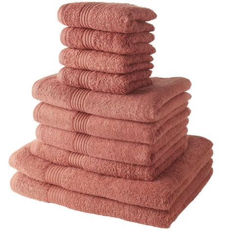 TODAY Lot de 4 Serviettes Invité 30x50 cm + 4 Serviettes de Bain 50x100 cm + 2 Draps de Bain 70x130 cm 100% coton Terracotta