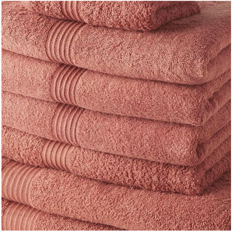 TODAY Lot de 4 Serviettes Invité 30x50 cm + 4 Serviettes de Bain 50x100 cm + 2 Draps de Bain 70x130 cm 100% coton Terracotta