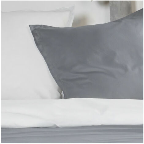 TODAY Parure de lit Camille - En coton 2 personnes - 200x200 cm - Bicolore  Gris et Blanc pas cher 