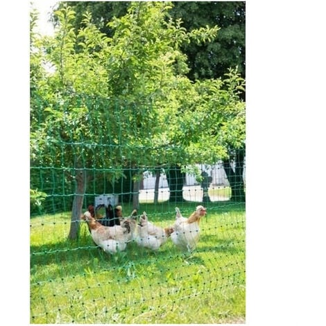 Kit clôture électrifiable filet à poules 24 M avec porte 9 piquets double  pointe