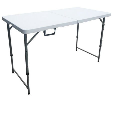 Table ronde pliante en 2 blanche Ø 122 cm.