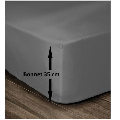 Drap housse 160x200 cm - Bonnet 30 cm - 100% coton Anthracite - Achat &  prix