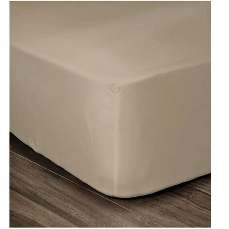 LOVELY HOME Drap Housse 100% Coton 160x200cm - Bonnet 35cm - Beige
