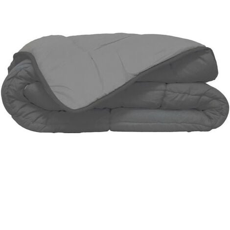 HUDSON Couette légere Microfibre 200g/m² 240x260cm Acier & Argent