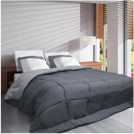 HUDSON Couette légere Microfibre 200g/m² 240x260cm Acier & Argent