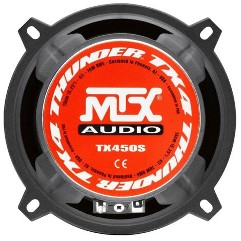 MTX TX450S Haut-parleurs voiture Kit 2 voies 13cm 70W RMS 4O Tweeters néodyme 25mm Membranes pulpe célulose
