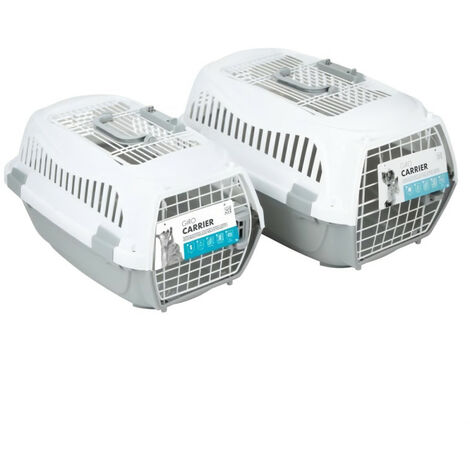MPETS Cage de transport - Pour chien - M - Gris et blanc