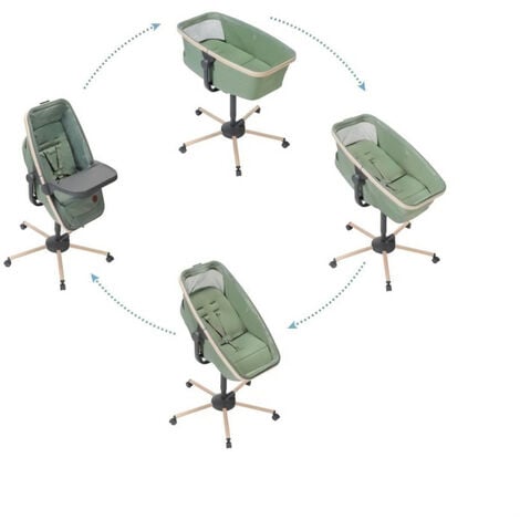 MAXI COSI Transat ALBA tout-en-un, berceau, évolutif, chaise haute (kit  vendu séparément), Green, de