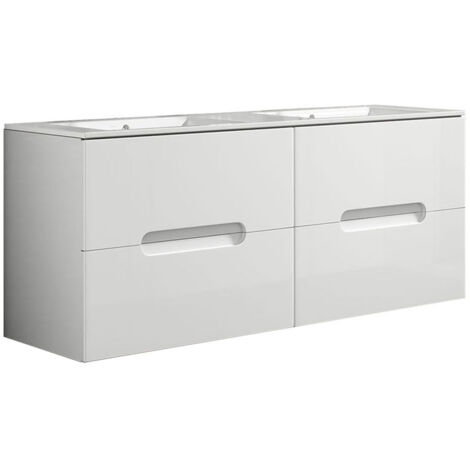 Kibath Mueble de baño con Lavabo VICTORIA 120x45 cm acabado BLANCO mate 2 cajones suspendido