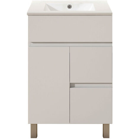 Kibath Mueble de baño con Lavabo URBAN 60x45 cm acabado BLANCO brillo 2 cajones y 2 puertas
