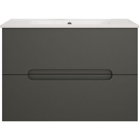 Kibath Mueble de baño con Lavabo VICTORIA 60x45 cm acabado GRAFITO mate 2 cajones suspendido