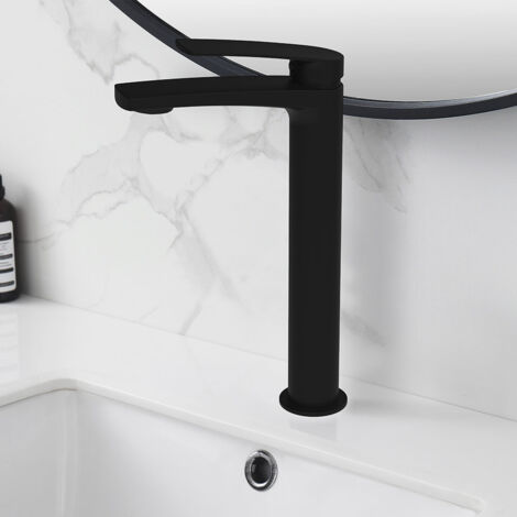 Kibath Grifo de Lavabo Alto monomando UGO acabado NEGRO mate fabricado en latón (1/5)